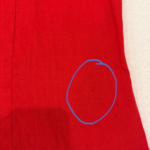 Vintage Chico's Design 100% Turkish Linen Red Button-Up Blouse Size 3 (XL) FLAW - Picture 13 of 16